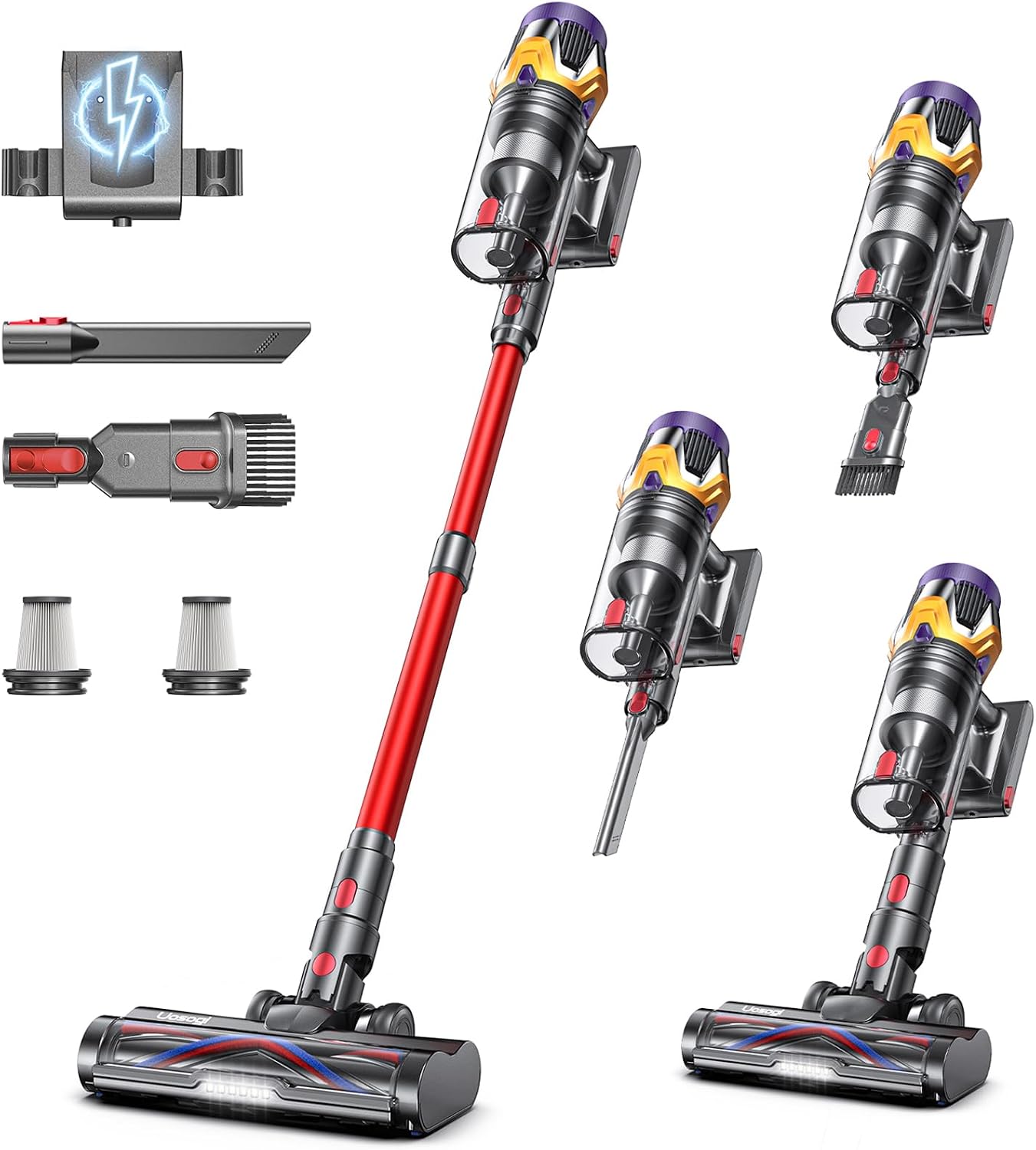 Cordless Vacuum Cleaner with Hurricane Mode and 1.8L Dust Cup